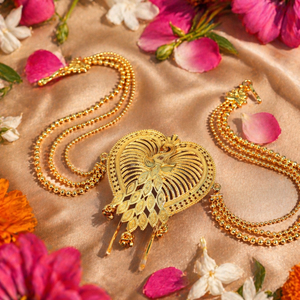 Pin de Pelo Chapado en Oro de Moda para Mujer, Accesorio Tradicional para Moño con Cadenas de Cuentas, Ideal para Novias y Eventos Festivos - Product Image 1