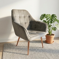 Fauteuil de loisirs de style nordique, siège capitonné en velours doux, pieds en métal or rose, chaise d'appoint pour la décoration de la maison, idéal pour les appartements, les hôtels et les halls d'entrée.