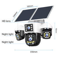 Cámara Inalámbrica de 12MP con Cuatro Lentes, Tarjeta SIM, Energía Solar, Visión Nocturna a Todo Color, para Exteriores, Hogar, Jardín, Granja