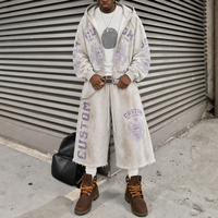 Ensemble de survêtement streetwear vintage délavé pour homme, sweat à capuche zippé avec motif personnalisé et short ample, ensemble 2 pièces en coton surdimensionné
