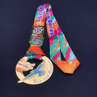 Médailles de course personnalisées en métal, médailles de marathon avec ruban de sublimation, design oiseau ajouré, médaille de compétition sportive
