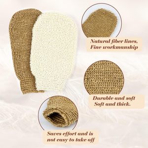 Reusable Eco-friendly Hemp Exfoliating Bath Mitt Skin Renewal Deep <b>Scrub</b> Shower Gloves - Product Image 2