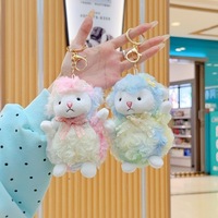 Porte-clés en peluche Mouton coloré et rêveur, Pendentif en peluche du Zodiaque Année du Mouton, Breloque de sac, Poupée de machine à griffes, Cadeau, Vente en gros