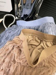 Falda de Malla de Cintura Alta de 88 cm, Falda Elástica por Encima de la Rodilla con Banda Elástica, Falda de Pastel con Borde de <span class=keywords><strong>Hongo</strong></span> y Forro de 75 cm - Product Image 4