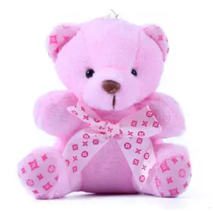 ราคาถูกสีชมพูมินิยัดของเล่นหมีนุ่มขายส่งเครื่องกรงเล็บตุ๊กตาหมีขนาดเล็กพวงกุญแจของขวัญ