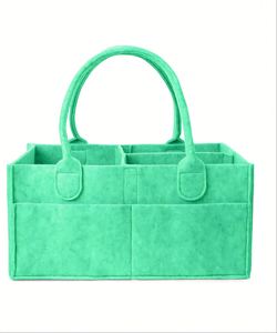 Organizador de Pañales Verde, Cesta Plegable para Bebé con Asa, Bolsa de Fieltro para Pañales, Lista de Regalos para Bebé, Búsqueda y Otros Artículos para Bebé - Product Image 1