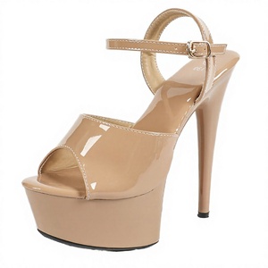 Chaussures de pole dance à talons hauts de 15 cm, 5,9 pouces, à bride cheville, rouges, d'été, à bout ouvert, à plateforme, pour femmes - Product Image 4