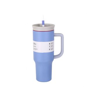 Gobelet isotherme en acier inoxydable de 40 oz avec logo personnalisé, grande capacité, moderne, avec poignée et paille, idéal pour les cadeaux d'affaires - Product Image 1