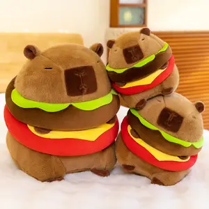 Kawaii Cute Hamburg Capybara Plush Toy Fluffty Plushie Doll Simulation Capibara Cute Stuffed Animals Soft Plush Gift Kid Toys