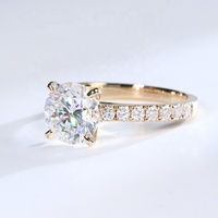 Bague en or massif 9k 10k 14k 18k avec moissanite taille ronde 9mm 3CT, bague de fiançailles et de mariage pour femme