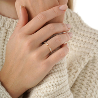 Anillo de Boda de Oro Amarillo de 14k para Mujer con Diamantes de Laboratorio, Anillo Apilable de Oro 585, Anillo Abierto Tipo Baguette para Compromiso