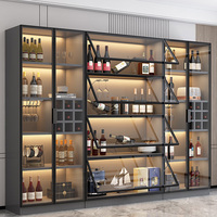 Meuble de rangement pour vin et spiritueux, style moderne personnalisé, en bois massif et acier inoxydable, réglable