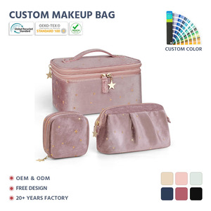 Ensemble de trousses de maquillage imperméables à grande capacité en velours double couche, organisateur, étiquette privée, <span class=keywords><strong>voyage</strong></span> pour sac, bijoux - Product Image 1