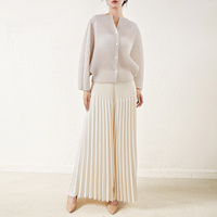 Cardigan plissé en polyester de haute qualité fait main Miyake Design, manches longues, grande taille, pour femme, écologique et respirant