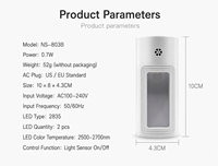 Mini lampe de nuit à induction moderne blanc chaud alimentée par USB avec contrôle de la lumière ABS