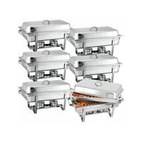 Luxe cartoonpatroon 8QT roestvrijstalen chafing dish buffetset voor commercieel gebruik in restaurants en catering.