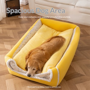 Lit pour chien personnalisé, élégant, à motif incurvé, fermé, style maison, chaud pour l'hiver, coupe-vent, pour chiens de petite/moyenne taille, niche - Product Image 2