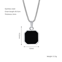 Pendentif carré en acier inoxydable hip-hop turquoise noir pour hommes et femmes, collier de couple 18K, prix de gros