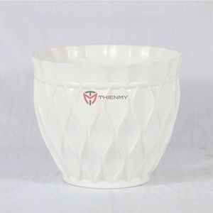 Pot en plastique texturé en maille Résine PP Pot de fleurs en plastique Pot de plantation Léger Style classique Utilisation en jardin - Product Image 1