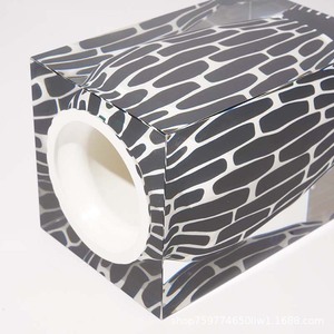 Geometric <b>Striped</b> Resin <b>Vase</b> Square 9x9x14cm 9x9x20cm 10x10x30cm 12x12x35cm Handmade Floral Display Tabletop Decor - Product Image 2