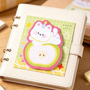 Cute Unicorn dog Apple Shape Memo Pads With Adhesive Backing Colorful Sticky <b>Notes</b> For Planner Journal Use - Product Image 3