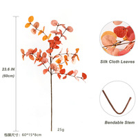 Feuilles d'eucalyptus d'automne en soie, fleurs artificielles faites à la main, fausses plantes, décoration murale pour la maison, arrière-plans pour photographie de mariage, couleur automne