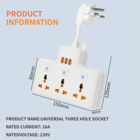 Multiprise d'extension OL avec USB 3 voies 1 en 3 rallonge d'alimentation adaptateur de prise murale