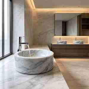 Lavabo Ovalado de Mármol Viola de Lujo con Vetas Únicas para Mueble de Baño Moderno - Product Image 5