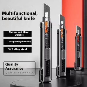 Grand couteau utilitaire épaissi robuste coupe-papier peint multifonctionnel lame noire durable tranchante poignée en caoutchouc couteau de <span class=keywords><strong>Combat</strong></span> - Product Image 2