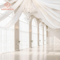 Tissu de drapage élégant blanc en polyester pour arche de mariage, rideaux de plafond et toile de fond pour mariages, fêtes, cérémonies, scènes, taille personnalisée
