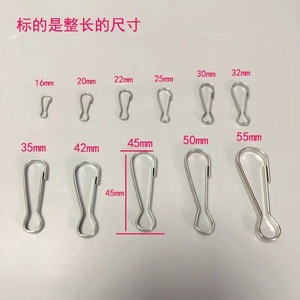 Mosquetón de acero inoxidable para llavero, gancho de resorte a prueba de óxido, clip en <span class=keywords><strong>J</strong></span> para tarjetas de identificación, manualidades DIY, soporte para insignias - Product Image 4