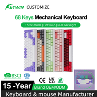 Clavier mécanique de jeu RGB 65% personnalisable à échange à chaud, trois modes, 68 touches, en stock