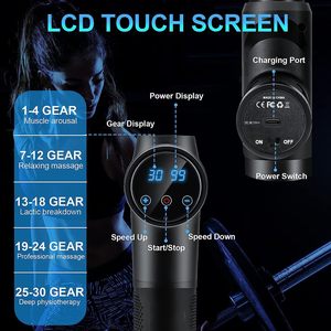 Pistola de Masaje de Percusión para Tejidos Profundos, 30 Velocidades, Silenciosa, Pantalla Táctil LCD, 12 Cabezales, Motor sin Escobillas, Terapia de Calor, USB/Enchufable - Product Image 5