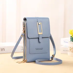 Mherder Elegant Ladies Phone Purse Zipper Fashion Touch Screen Mobile Phone Bag Mini Pu Leather Shoulder Messenger Bag For Girls