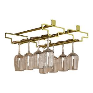 Support mural en acier inoxydable pour verres à vin, design inversé, forme rectangulaire, pour rangement dans les armoires, idéal pour les fêtes - Product Image 2