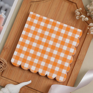 <b>Orange</b> Checkered <b>Paper</b> Napkins 25x25 Cm Disposable Birthday Party Decorations Three Layer - Product Image 4