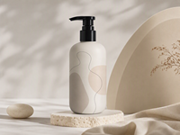Flacon pompe carré en HDPE couleur Morandi mat personnalisé avec bouchon à vis, impression d'art abstrait, emballage cosmétique vide