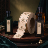 Étiquette personnalisée en rouleau pour diffuseur à bâtonnets en papier, motif feuille verte, autocollant adhésif pour emballage de flacon de parfum en verre
