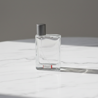 Boîte d'emballage personnalisée de luxe avec étiquette couleur, flacon de parfum vide en verre de 100 ml avec pulvérisateur à pompe et capuchon à sertir, rechargeable pour arômes