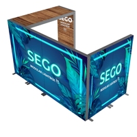 Mur d'affichage modulaire en tissu rétroéclairé en forme de L de 15x10 pieds, double face, pour stand de salon professionnel, avec logo personnalisé gratuit