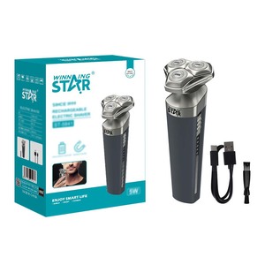 เครื่องโกนหนวดไฟฟ้าแบบพกพา WinningStar สำหรับใช้ในบ้าน ข้ามประเทศ มาตรฐานกันน้ำ IPX6 สำหรับผู้ชาย ช่องเสียบ Type-C หัวโกนสามหัว - Product Image 1