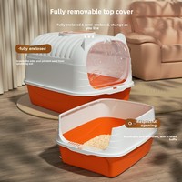 Bac à litière pour chat entièrement fermé en plastique ABS, anti-odeur, extra-large, anti-éclaboussures, portable, toilette de grande taille
