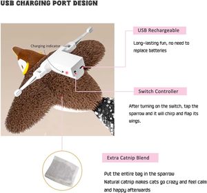 Nuevo Juguete Ecológico para Gatos, Desmontable, Interactivo, con Alas Móviles Automáticas y Sonidos Simulados de Pájaros, para Gatitos - Product Image 4