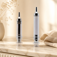 Flacon pompe airless 10 ml en plastique AS, doré/argenté, pour cosmétiques, sérum et acide hyaluronique – Emballage vide