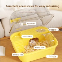 Cage à hamster en acrylique de luxe moderne, grande capacité, motif ours doré, fermeture à bouton, plateau en plastique solide, fournitures pour animaux de compagnie