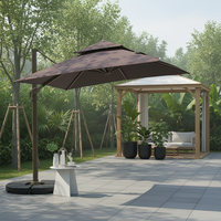 Parasol cantilever robuste de 3 m, résistant au vent, en aluminium renforcé, avec inclinaison à 360 degrés pour jardin et cour