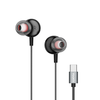 Earphone Stereo tipe-c berkabel, earphone anti air Semi In-Ear dengan Mic kontrol Play/Pause untuk ponsel dan game