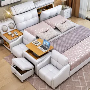 سرير فاخر ذو مساحة تخزين كبيرة وآمنة مع كرسي تدليك للبيع المباشر من المصنع سرير متعدد الوظائف