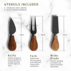 Tabla de Quesos y Charcuterí<span class=keywords><strong>a</strong></span> de Madera de Acacia y Mármol, Elegante Bandeja de Madera con Juego de Cuchillos para Regalo de Inauguración o Festivo - Product Image 4