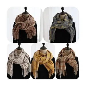 2022 nouveau concepteur chaud doux Pashmina cou écharpes châle couverture dames Plaid gland cachemire hiver écharpe pour les femmes inventaire